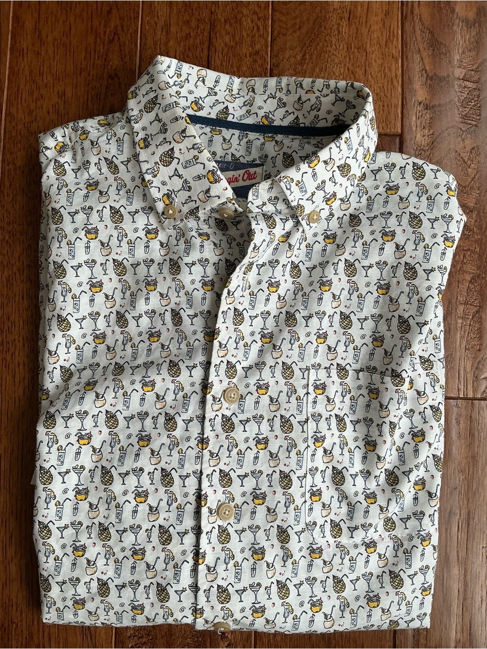 johnnie-o Hangin' Out Tropical Cocktail Short Sleeve Button Down Shirt, Medium
